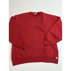 VTG Russell Athletics Blank Red Crewneck Sweater Made In Mexico SZ XL